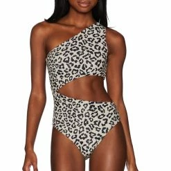Beach Riot Swim Celine One Piece Taupe Core Leopard