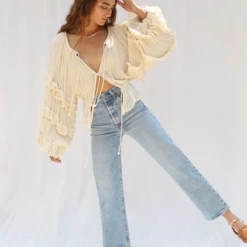 Jen's Pirate Booty Women's Clothing Dancehall Top - Natural Guaze