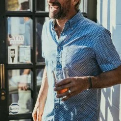 Faherty Short Sleeve Stretch Playa Shirt - Fishscale Redux