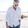Faherty Men's Clothing Linen Laguna Shirt- White