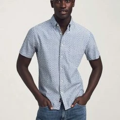 Faherty Short Sleeve Stretch Playa Shirt - Fishscale Redux