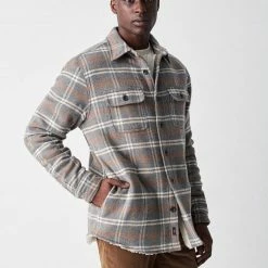 Faherty Sherpa Lined Plaid CPO-Dover Plaid Men's Clothing