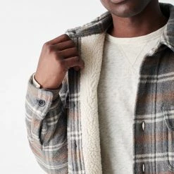 Faherty Sherpa Lined Plaid CPO-Dover Plaid Men's Clothing