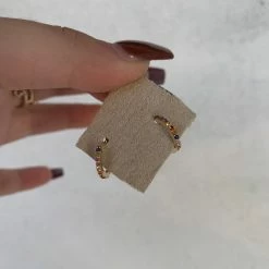 Jacqueline Nicole Brown Solid 14k Gold Mini Rainbow Hoops Earrings