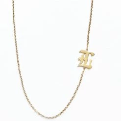 Jacqueline Nicole Brown Necklaces Old English Single Letter Necklace Solid 14K Gold