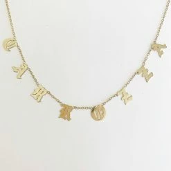 Jacqueline Nicole Brown Custom Love Letter Space Necklace Solid 14k Gold