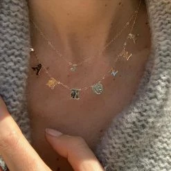 Jacqueline Nicole Brown Custom Love Letter Space Necklace Solid 14k Gold