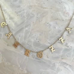 Jacqueline Nicole Brown Custom Love Letter Space Necklace Solid 14k Gold
