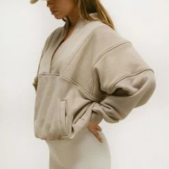 Joah Brown Women's Clothing Retro Half Zip Pullover