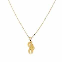 Jnbstyle Necklaces Cursive Solid Gold Single Letter Necklace