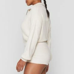 Spiritual Gangster Melody Zip Up Funnel Neck Sweater - Stone Women's Clothing