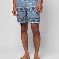 Faherty Six Rivers Turquoise Doug Good Feather Boardshort 7"