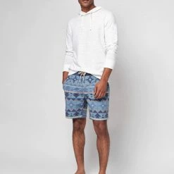 Faherty Six Rivers Turquoise Doug Good Feather Boardshort 7"