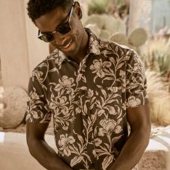 Faherty Short-Sleeve Knit Seasons Shirt Cream Ash Floral