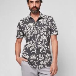 Faherty Short-Sleeve Knit Seasons Shirt Cream Ash Floral