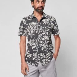 Faherty Short-Sleeve Knit Seasons Shirt Cream Ash Floral