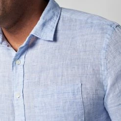 Faherty Linen Laguna Shirt - Light Blue Melange