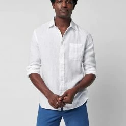 Faherty Men's Clothing Linen Laguna Shirt- White