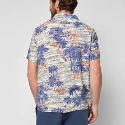 Faherty Men's Clothing South Pacific Swell Short Sleeve Rayon Kona Camp Shirt