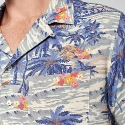 Faherty Men's Clothing South Pacific Swell Short Sleeve Rayon Kona Camp Shirt