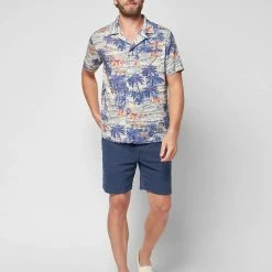 Faherty Men's Clothing South Pacific Swell Short Sleeve Rayon Kona Camp Shirt