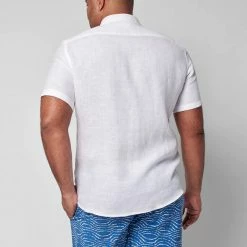 Faherty Men's Clothing Short Sleeve Linen Laguna Shirt - White