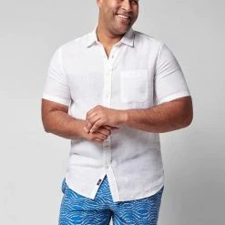 Faherty Men's Clothing Short Sleeve Linen Laguna Shirt - White