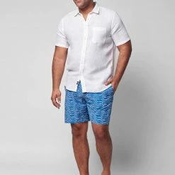 Faherty Men's Clothing Short Sleeve Linen Laguna Shirt - White