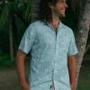 Faherty Short Sleeve Breeze Shirt Teal Waters Men's Clothing