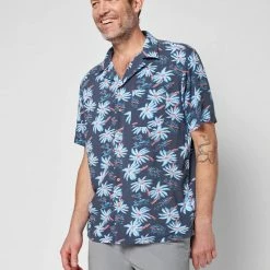Faherty Midnight Palm Hawaiian SS Kona Camp Shirt