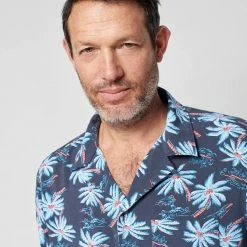 Faherty Midnight Palm Hawaiian SS Kona Camp Shirt