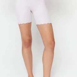 Spiritual Gangster Women's Clothing Seamless Heather Ruffle Biker - Heather Wisteria