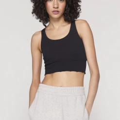 Spiritual Gangster Women's Clothing Amor Crop Tank- Black