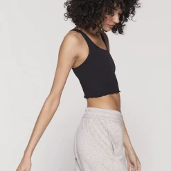 Spiritual Gangster Women's Clothing Amor Crop Tank- Black