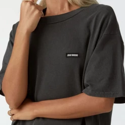 Joah Brown Oversized Crew Tee- Washed Black Cotton