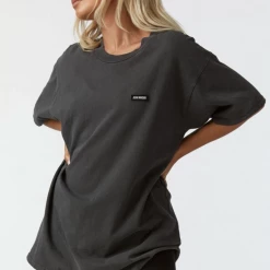 Joah Brown Oversized Crew Tee- Washed Black Cotton