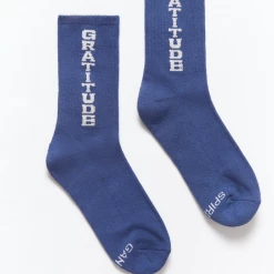 Spiritual Gangster Women's Clothing Gratitude SG Sock Faded Navy