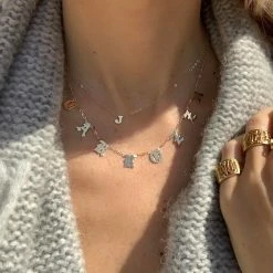 Jacqueline Nicole Brown Custom Love Letter Space Necklace Solid 14k Gold