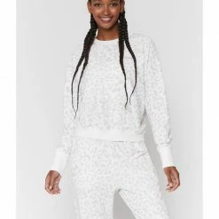 Spiritual Gangster Bridget Raglan Pullover - Snow Leopard Women's Clothing